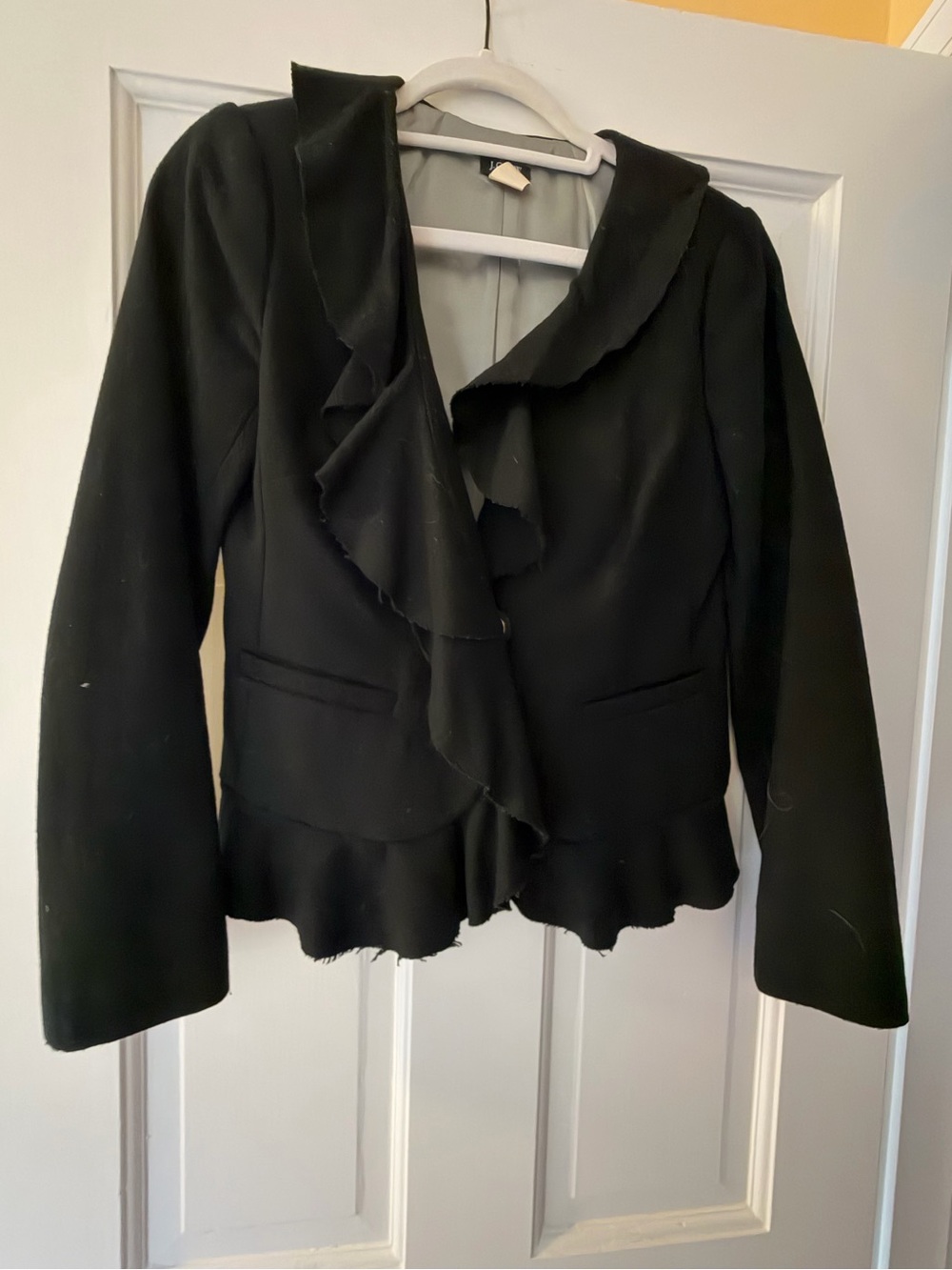 J. Crew Black Ruffle-Front Blazer